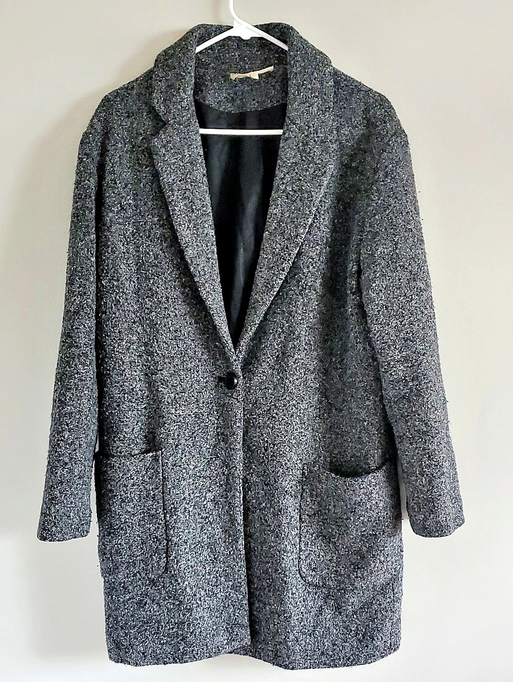 OVESTITCH Gray Marled Wool Blend Coat Sz M Effortless Casual Chic Minimalism